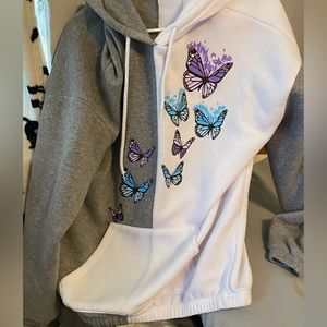 cute butterfly hoodie, multi color, from rue 21, size medium